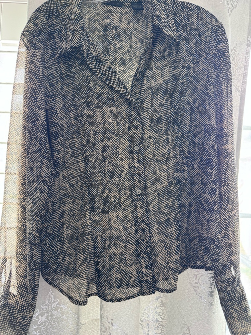 The Limited Black and White Sheer Printed Button-Down Shirt